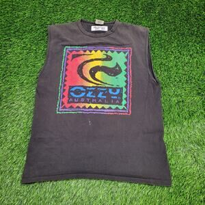 Vintage 90s OZZY Australia Surf Shirt M/L 21x27 Faded Black